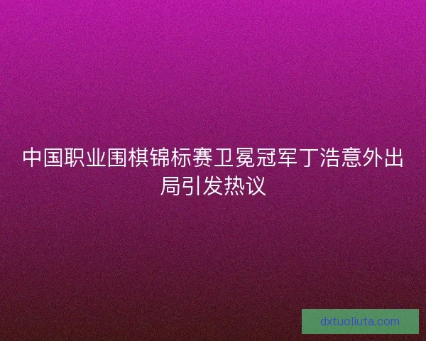 中国职业围棋锦标赛卫冕冠军丁浩意外出局引发热议